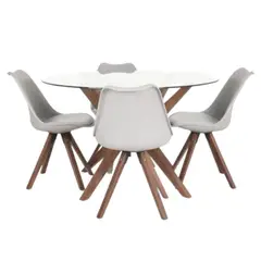 MUEBLES FIOTTI - Juego de comedor 4 puestos Gris Fiotti Enzo