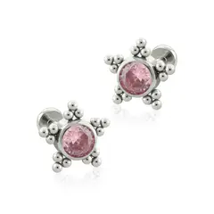 AGHA JEWELRY - Titanio Aretes Piercing Star Bead Bezel set para lóbulo