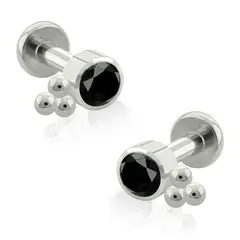 AGHA JEWELRY - Titanio Aretes Piercing TRI Bezel set para lóbulo