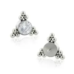 AGHA JEWELRY - Titanio Aretes Piercing Triple TRI lado Bezel set para lóbulo