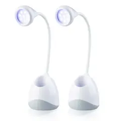 ENERGY PLUS - Set x2 Lámpara de Mesa de Noche Moderna Luz LED UV Carga USB Blanco