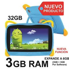 KRONO - Tablet Niños 3GB RAM Android 13 32GB Wifi Azul Claro