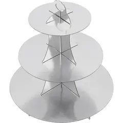 GENERICO - Base Para Cupcakes Cake Pops Torta Galleta 3 Pisos Plateada