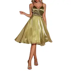 YURELKSHOP - VESTIDO DE FIESTA SATINADO CORTO TIRANTES