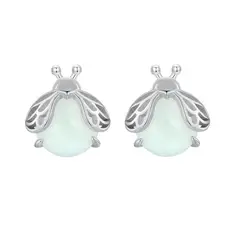 ALHAJAS - Aretes Topitos Para Mujer Luciérnaga Brilla Oscuridad En Plata 925