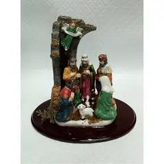 GENERICO - Pesebre O Nacimiento Antiguo En Porcelana Italy Base Madera