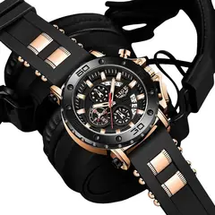 LIGE - RELOJ ORIGINAL PULSO GOMA CRONOGRAFO LG8908A NEGRO COBRIZO_.