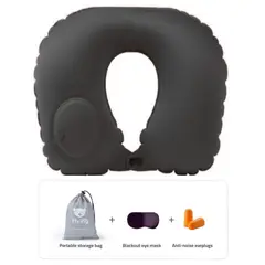 ONE PIXEL - Kit De Almohada De Viaje Inflable Más Antifaz Y Tapa Oídos Negra
