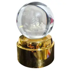 GENERICO - Lampara bola de cristal giratoria 3D base dorada