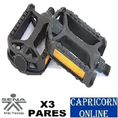 OPTIMUS - 3 Pares Pedales Negros Grandes Resina Bicicleta Todoterreno