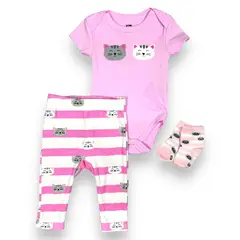 HUDSON - Conjunto 3 Pcs Ropa Para Bebe Niña baby 100% Algodon