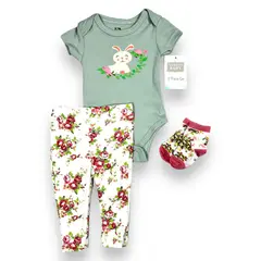 HUDSON - Conjunto 3 Pcs Ropa Para Bebe Niña baby 100% Algodon