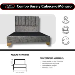 ESTILO Y CONFORT - Basecama con cabecero Monaco Gris 160 Queen