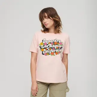 SUPERDRY - Camiseta Manga Corta Para Mujer 70'S Floral Script Logo Tee