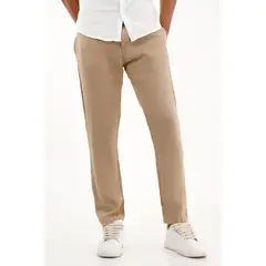 TENNIS - Pantalón tipo chino crudo en lino 100% para hombre
