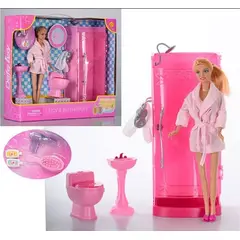 GENERICO - MUÑECA CON DUCHA Y ACCESORIOS DE BAÑO