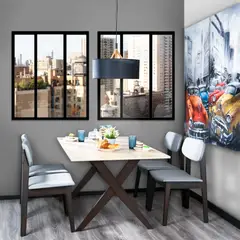 MUEBLES FIOTTI - Juego de comedor 4 puestos Fiotti gris Ekavali