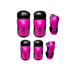 CHICOS - Protecciones Patinaje Rodilleras Coderas Y Guantes Fucsias S