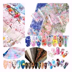 GENERICO - Foil Para Uñas X24 Unidades + Pegante 5ml Papel De Transfer
