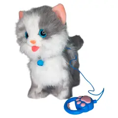 GENERICO - Perro Peluche Camina Canta Ladra Control Remoto Gato Gris