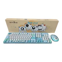 WEIBO - Combo Teclado + Mouse Inalambrico 24ghz Wb216 Con Ñ Color Azul