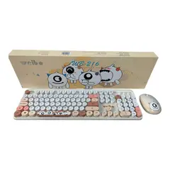 WEIBO - Combo Teclado + Mouse Inalambrico 24ghz Wb216 Con Ñ Color Beige