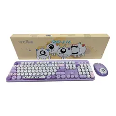 WEIBO - Combo Teclado + Mouse Inalambrico 24ghz Wb216 Con Ñ Color Lila