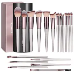 BS - Juego De 18 Brochas De Maquillaje Bs-mall Color Champagne Gold
