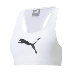 PUMA - Top Bra Marca Original Mid Impact 4 Keeps Blanco Mujer