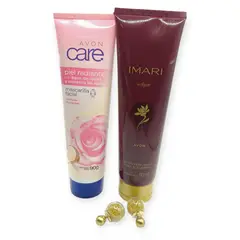 AVON - SET MARCARILLA ROSAS + LOCION CORPORAL + ARETES