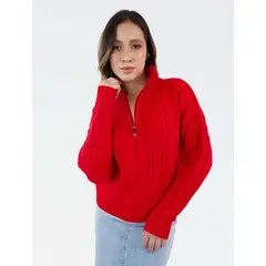MOLGOA - Suéter Para Mujer Trenzado Tejido con Cremallera - The Narrow