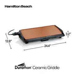 HAMILTON BEACH - Plancha eléctrica superficie antiadherente de cerámica