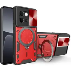 GENERICO - Estuche Armo Antigolpe Con Soporte Compatible con Vivo V40 Lite Rojo