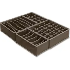 GENERICO - Organizador De Ropa Interior Medias Divisor Cajones Set X4 Marron