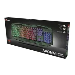 TRUST - Teclado gamer con iluminación Rainbow Resistente y Ergonómico