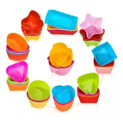 GENERICO - Set 6 Moldes Silicona Cupcakes Formas Variadas Para Lonchera