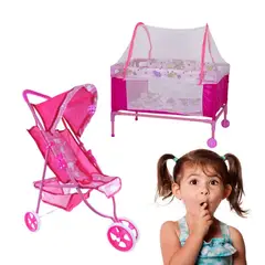 GENERICO - Corral Cuna y Coche Juguete Para Niñas.
