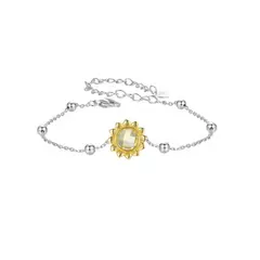 ALHAJAS - Pulsera Manilla Para Mujer Flor Girasol Amor Fabricada En Plata