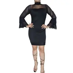 VIA7 - Hermoso vestido corto de moda con mangas en campana
