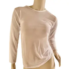 VIA7 - Blusa malla larga transparente manga larga no incluye con top