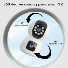 GENERICO - Cámara De Seguridad Doble Lente Wifi gira 360°