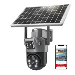 GENERICO - Cámara de seguridad Doble Lente Carga solar Batería 10800mA wifi