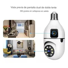 GENERICO - Cámara de seguridad Doble Lente Bombillo Wifi