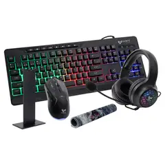 GAMER TECH - Combo Gamer Xtrem 5 En 1 Jaltech Teclado, Mouse, Pad Mouse, Audifonos, Soporte