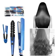 GENERICO - KIT DE PLANCHA RIZADORA Y PEINE PROFESIONAL AZULES EFICIENTES