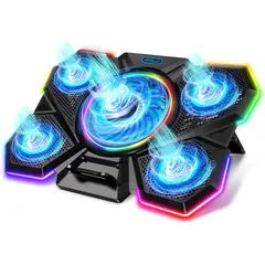 GENERICO - Base Refrigerante Gamer Portatil Pc Con 5 Ventiladores Rgb