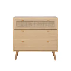 TOPLIVING - Cómoda Cajonera con 3 Cajones de Ratán