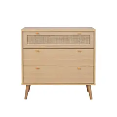 TOPLIVING - Cómoda Cajonera con 3 Cajones de Ratán