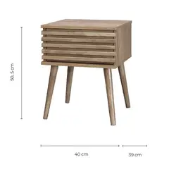 TOPLIVING - Mesa de Noche Retro con Diseño Varillado