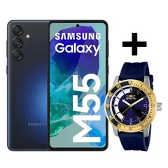 SAMSUNG - Celular Galaxy M55 5G 256 GB 8 Ram Dual AZUL + Reloj